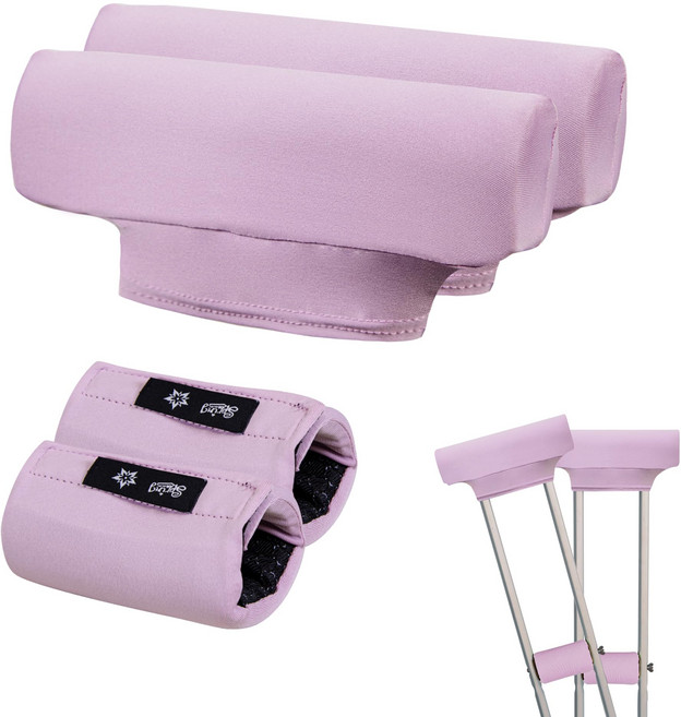 YAMANMAN 목발용 쿠션패드 세트 손잡이 커버 벨벳 겨드랑이 쿠션 스폰지 목발패드 세트 목발커버, 보라색, 1개