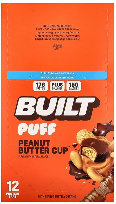 Built 퍼프 프로틴바 땅콩 버터 컵 바 12개 각 40g(1.41oz) Built (빌트), 12 개, 40g - 쿠팡