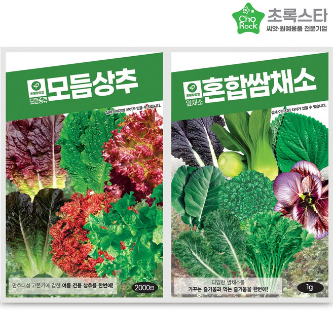 혼합쌈채소 모듬상추 상추씨앗 2종세트, 1개