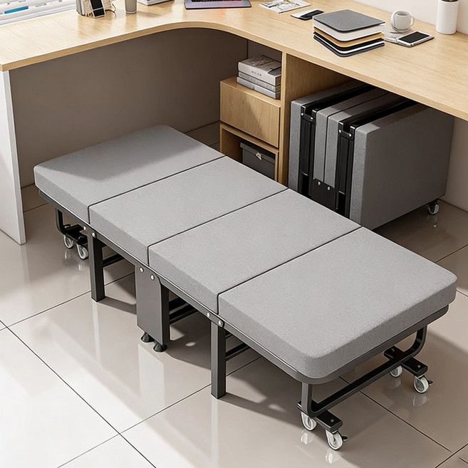 사무실 접이식침대 낮잠 간이 침대 1초 원터치 펼침 싱글침대, 다크그레이