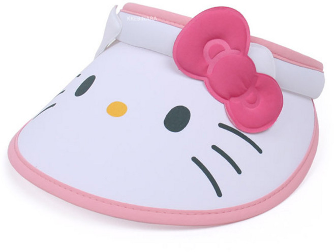 귀여운 헬로키티 입체리본 페이스 핑크포인트 썬캡 햇빛가리개 아동 여름용 모자