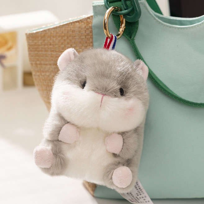 헤이두잇 햄스터 키링 동물모양 인형 백참 키홀더 열쇠고리, 1개, 실버