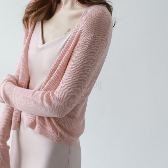 루미에뜨 여성 가디건 에어컨 가디건 얇은 디자인 긴팔 심플 루즈핏 반투명 텐셀 니트 아우터