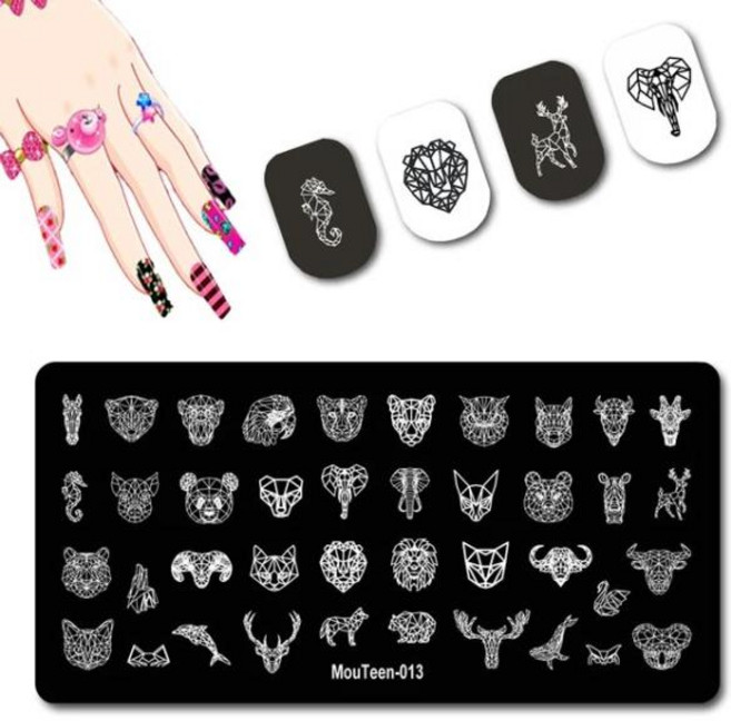 네일용스티커 슬림 네일 스텐실 만화 스타일 캐릭터 아름다운 어린 스탬핑 플레이트 달 손톱용 005, [17] mouteen-013, 한개옵션1