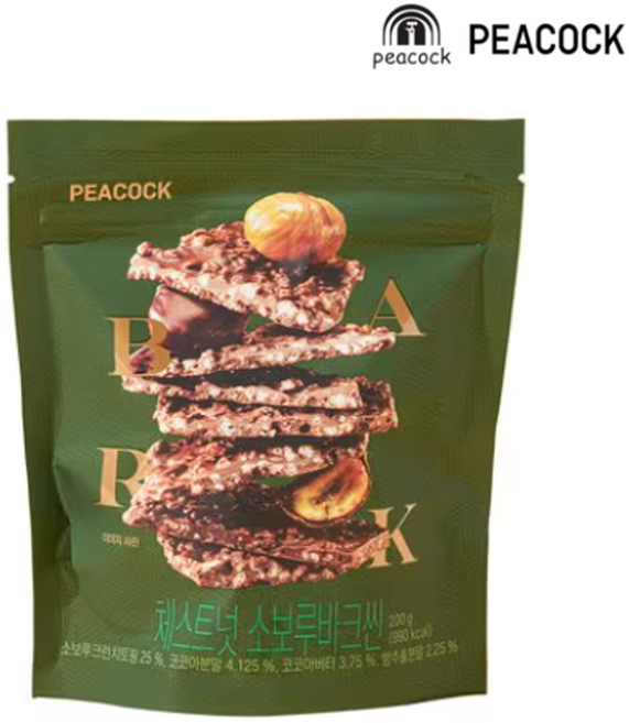 피코크 체스트넛소보루 바크씬 200g, 1개
