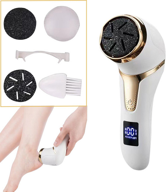 전동 발각질제거기 발바닥 뒤꿈치 뒷꿈치 굳은살 관리 제거 무선 각질 제거기, 흰색