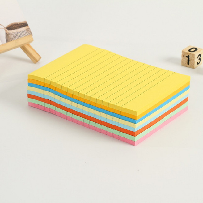 A6 사이즈 라인 점착메모지 줄있는 컬러 접착 빅사이즈 수량 많은 줄메모지, 100매 1세트