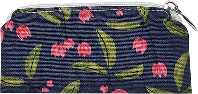 파우마우 면 지퍼 도장 파우치, 방울꽃네이비, 1개