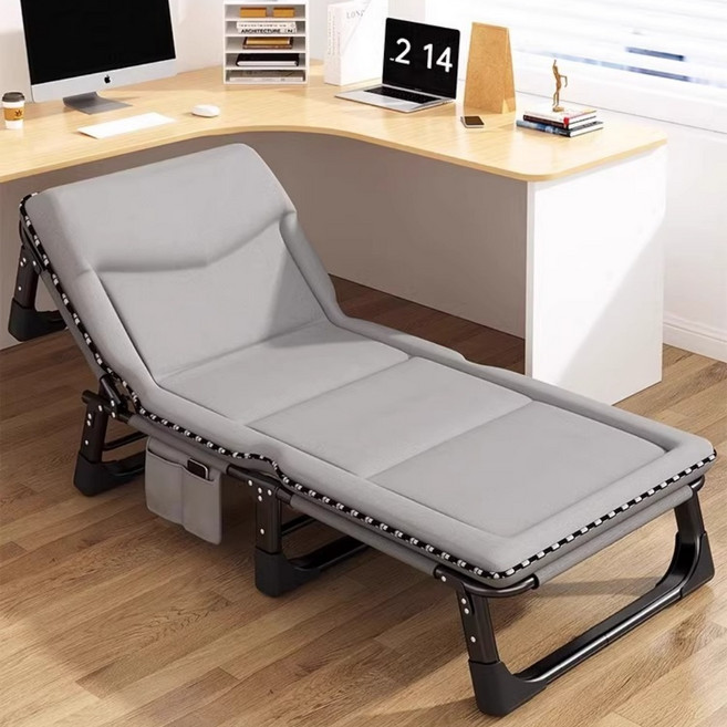 折疊躺椅，舒適頭枕，加寬加厚床面, 灰色