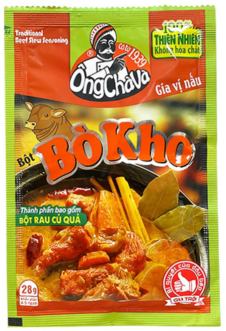 월드푸드 베트남 옹차바 봇 보코 Bot Bo Kho 소고기 스튜, 1개, 28g