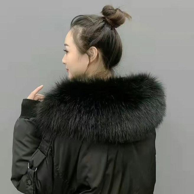 라쿤털 여우털 페이크 교체 패딩 리폼 후드 모자털 폭스퍼, 70cm, 5. 검은 색