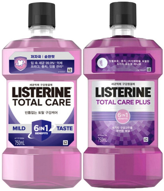 (리스테린) 토탈케어 마일드750ml+토탈케어 플러스750ml, 1, 750ml