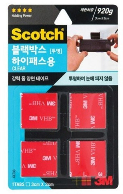 쓰리엠 스카치 강력 블랙박스 하이패스용 (고내열) HRS101 X 2개, 1개