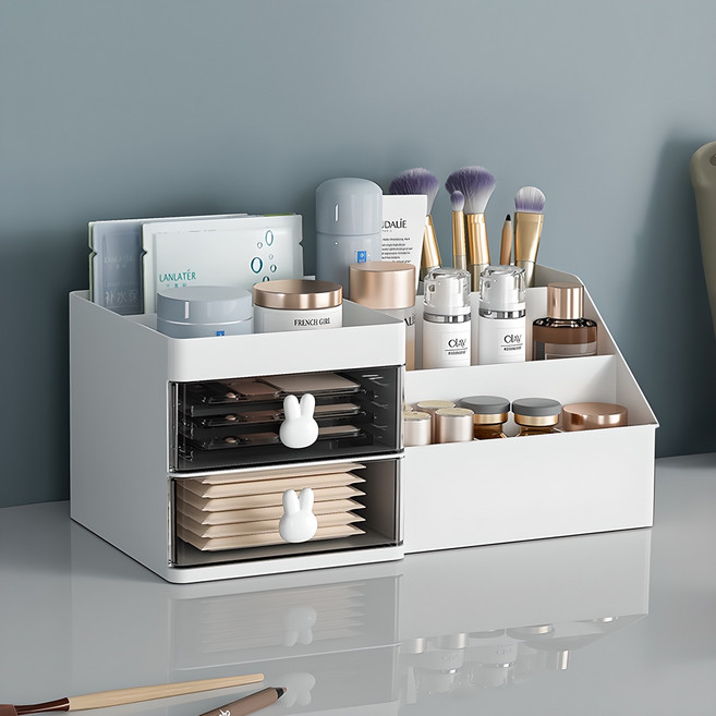 모먼트데이 다용도 미니2단 사무실 화장대 정리함, 화이트, 1개