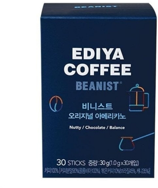 이디야 비니스트 오리지널 아메리카노 30T 커피 (7529079A), 1g, 30개, 1개