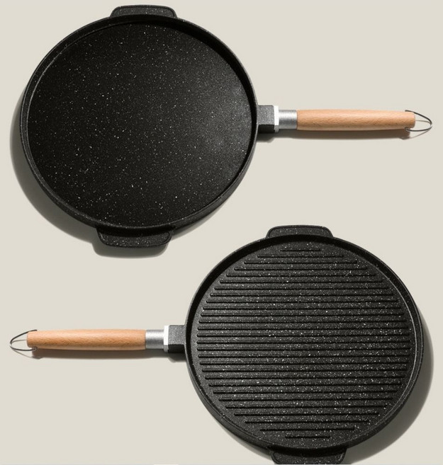 격자무늬 양면 스테이크 고기 그릴팬 대형, 1개, 36cm