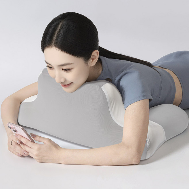 Jeernare 다기능 편안한 엎드려 자는 베개 다리베개 경추목베개 메모리폼 세탁가능 역류성식도염방지, 연그레이, 1개