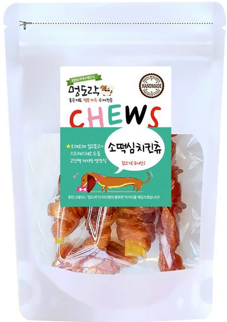 멍도락 국내산 소떡심치킨츄 수제간식 소힘줄스틱 치아치석제거도움 강아지껌, 1개, 70g