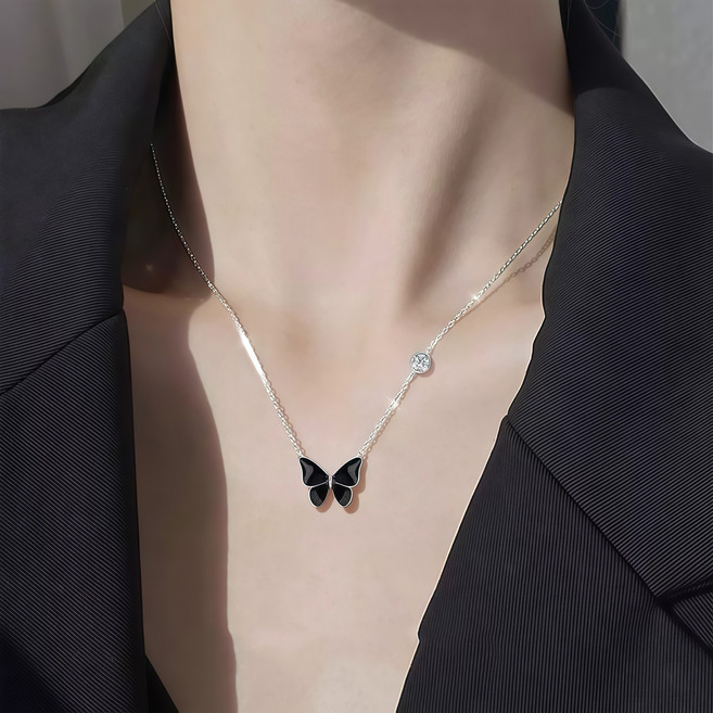 COCOYOU 여성 14K 도금 특별한 선물 블랙 나비 목걸이 WPA-107