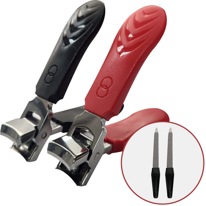 한투스 손톱깎이 세트 두꺼운 발톱깎이 손톱줄 ST301, 1세트, 블랙+레드+줄2개