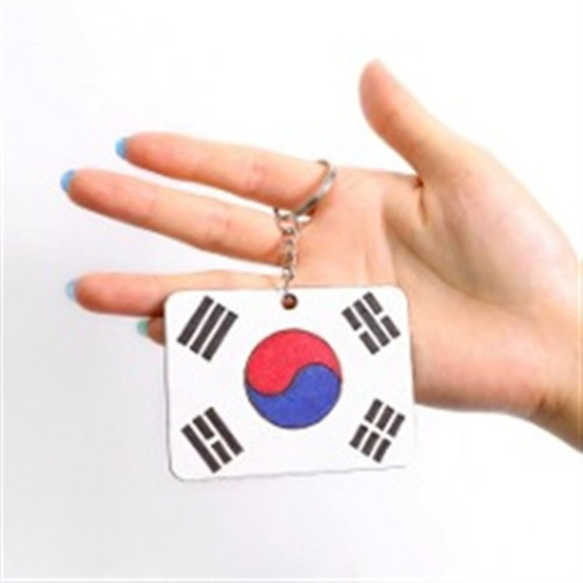 태극기 만들기(5개입) 팬시우드 키링 열쇠고리 만들기 도안 채색 색칠 재료 diy 세트 호국, 팬시우드 태극기 만들기 5개입