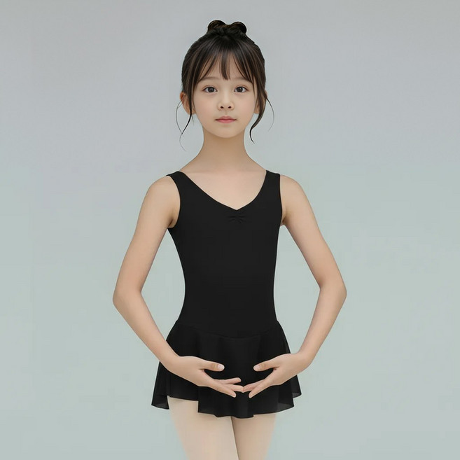 [에스투에이] 국산 나시 쉬폰 발레복 유아 여아 초등 주니어 일체형 원피스형 치마 레오타드 어린이 스커트