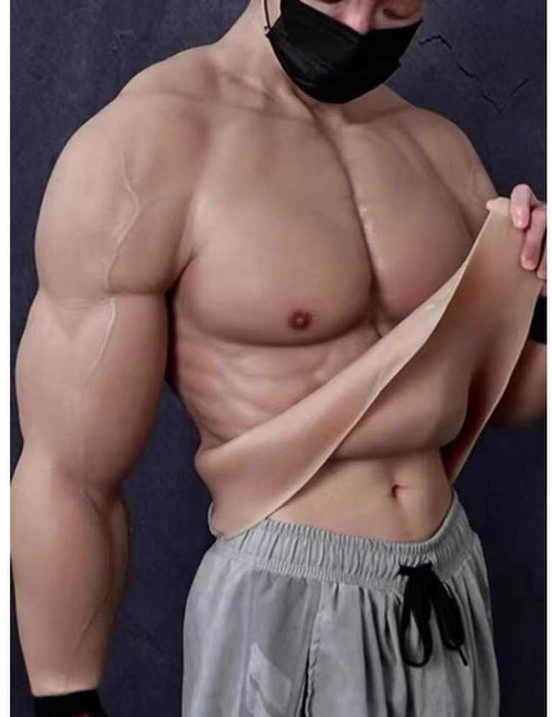 가짜근육옷 헬창 몸짱 슈트 코스프레 의류 촬영 소품, 1개, 브론즈 근육 티 S