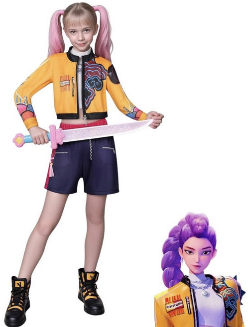 라움리에 여아 케이팝데몬헌터스 케데헌 루미 미라 조이 헌트릭스 할로윈 코스프레 옷 상하 세트