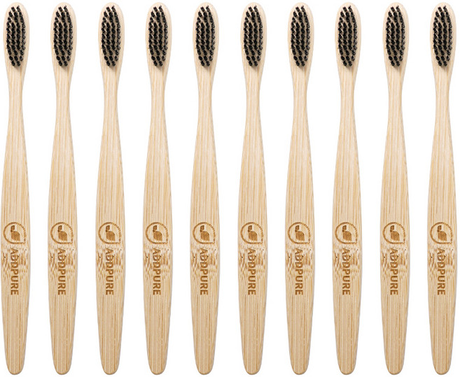 애드퓨어 어린이용 개별포장 대나무 칫솔 06 블랙, 10개입, 1개