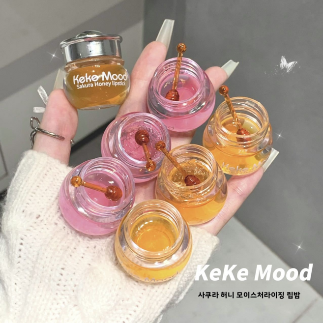 kekemood 벚꽃 꿀 보습 립밤 보습 및 보습으로 부드럽고 통통한 입술 만들기 건조한 입술 두꺼운 입술용 주야간 보호 립밤, 2개, 5g, 01#벚꽃향기