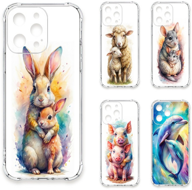 TRON 三星 S21 Ultra 四角防摔軟殼手機殼 大小動物系列圖案 兩隻無尾熊