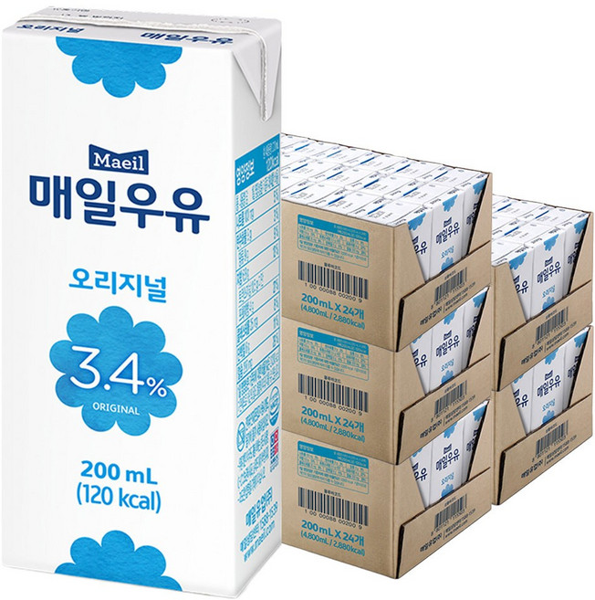 매일우유 오리지날 멸균우유, 200ml, 120개
