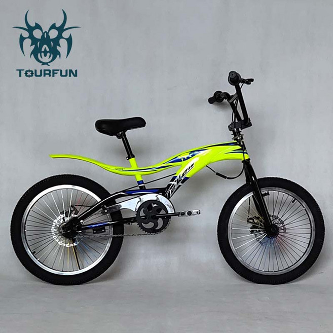 BMX 묘기 자전거 입문용 익스트림 액션 고급형 배색 몰리브덴강, 신형형광노란색업그레이드