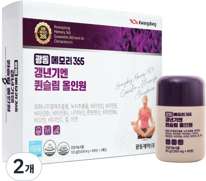 광동 메모리365 갱년기엔 퀸슬림 올인원, 120정, 2개 - 쿠팡