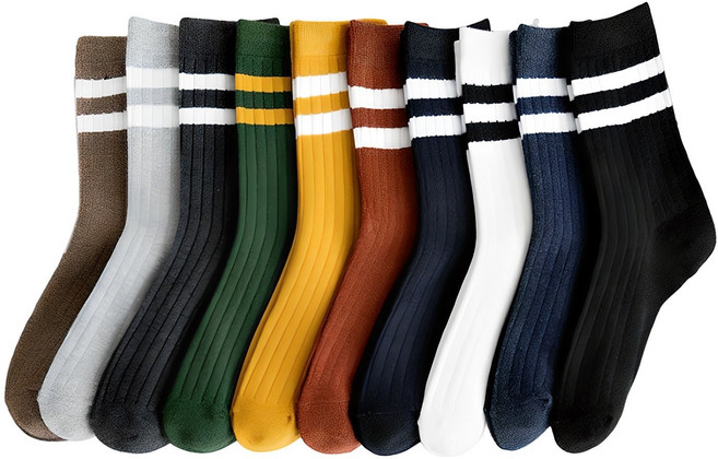 아리니나 스트릿 캐쥬얼 라인 무지 양말 10종 세트