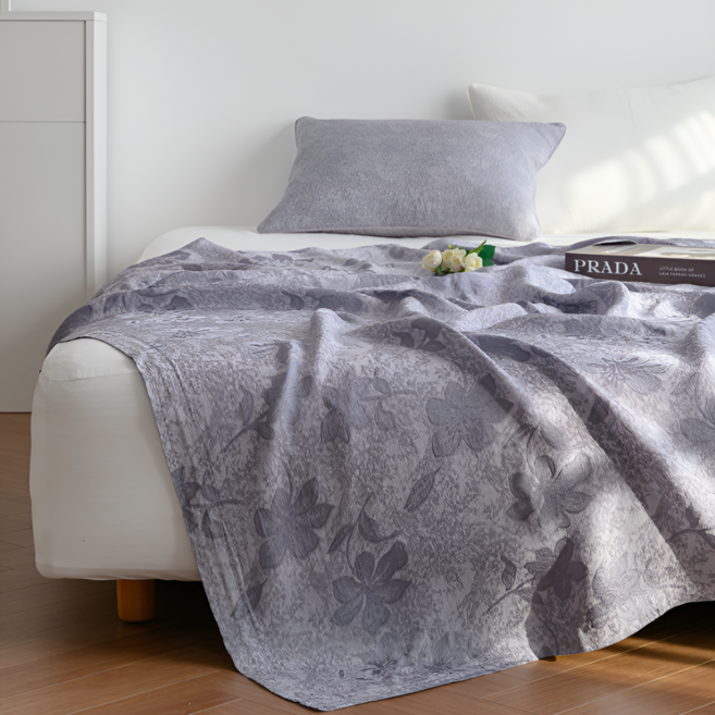 풍기인견 100% 플라워 냉감 여름 이불, 그레이