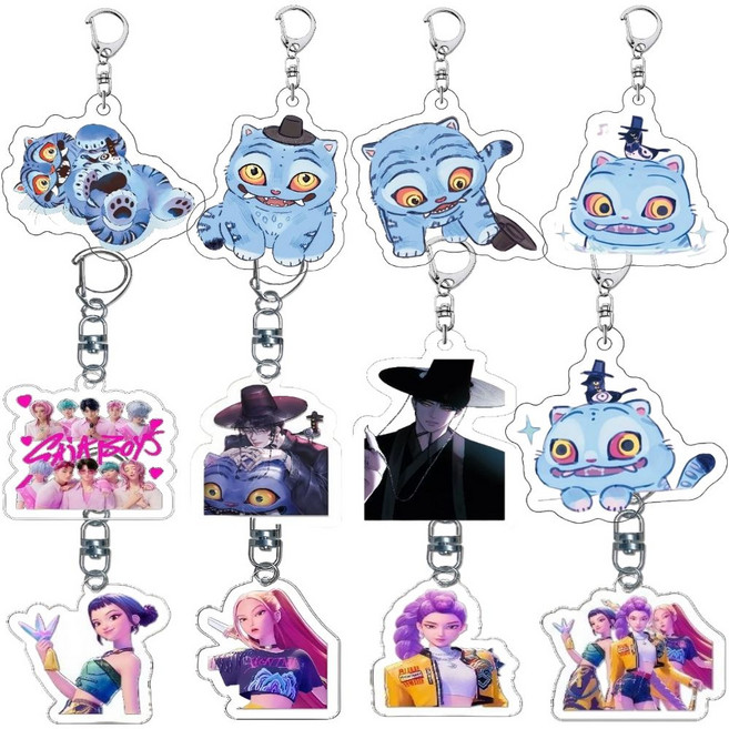 케이팝 데몬 헌터스 케데헌 아크릴 키링 12종 개별포장 풀세트 선물용, 혼합색상, 12개