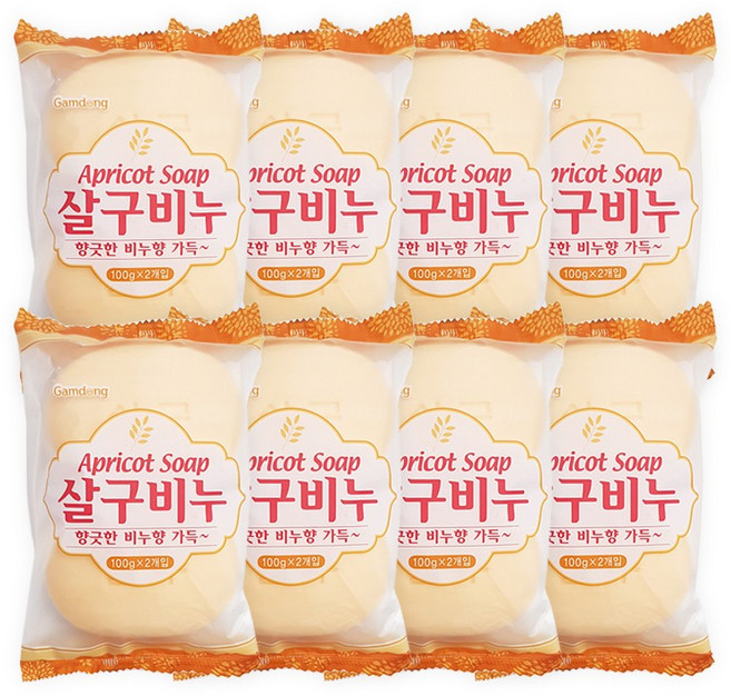 감동 살구비누(100g 2개입)-8개 세수비누 미용비누 화장비누 목욕비누, 16개입, 100g