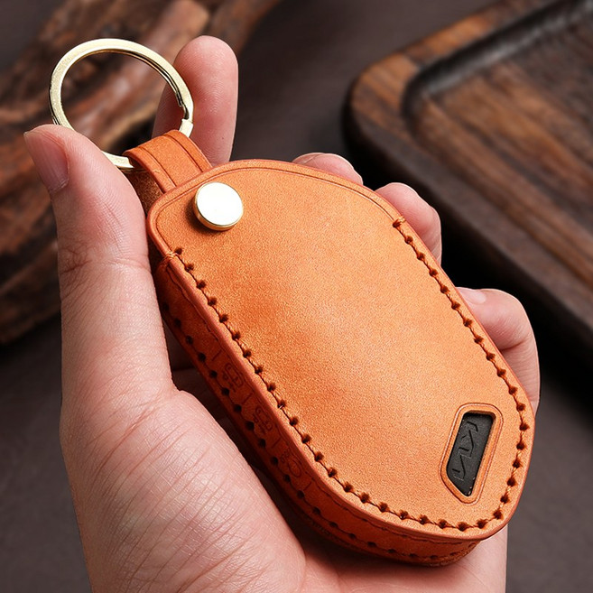 HAKO 라이트 천연소가죽 차키케이스 (기아호환), K-13 (7버튼), 브라운