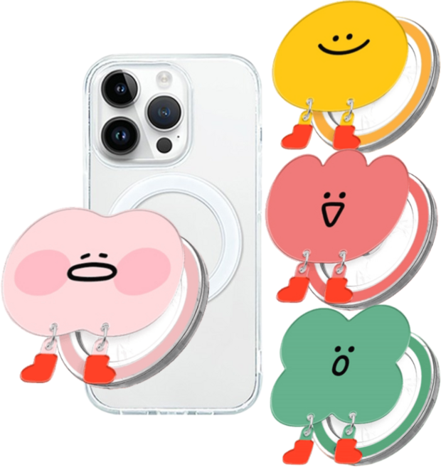 갤럭시S25플러스(S936) 납작이 나른이 레인부츠 맥세이프 스마트톡 그립 톡거치대+투명 케이스