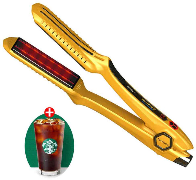 크락 범비 듀얼 원적외선 미용실 전문가용 볼륨 매직기 앞머리 고데기, 티타늄옐로우+사은품