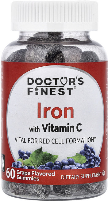 닥터스파이니스트 비타민C 함유 철분 포도 맛 60 구미젤리, Doctors Finest 닥터스파이니스트 아이언 비타, 2개, 60정