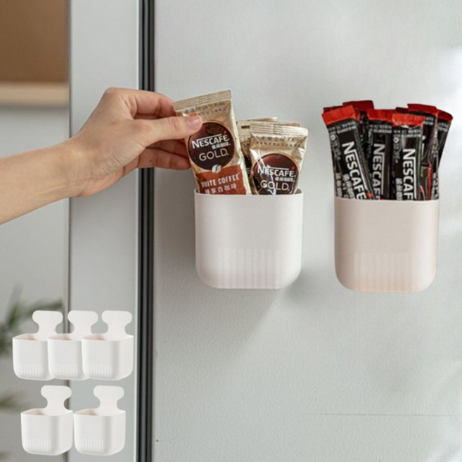 주방 자석 수납함 티백 포켓 커피스틱 붙이는 냉장고 벽걸이 정리함