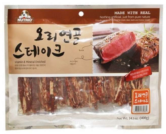 뉴트리오 스테이크 모음 400g 강아지 간식 애견 사사미, 5개, 오리 연골 스테이크