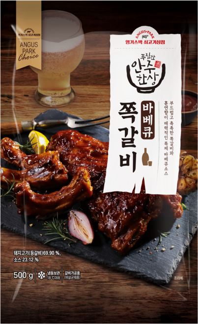 [정육대왕] 500g 앵거스박 푸짐한 안주한상 바베큐쪽갈비 달콤새콤 등갈비 폭립, 2개