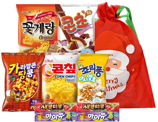 (산타파우치 증정) 크라운 과자 실속가득 산타꾸러미 / 과자선물세트 크리스마스 종합세트, 459g, 1세트, 크라운 과자 산타꾸러미