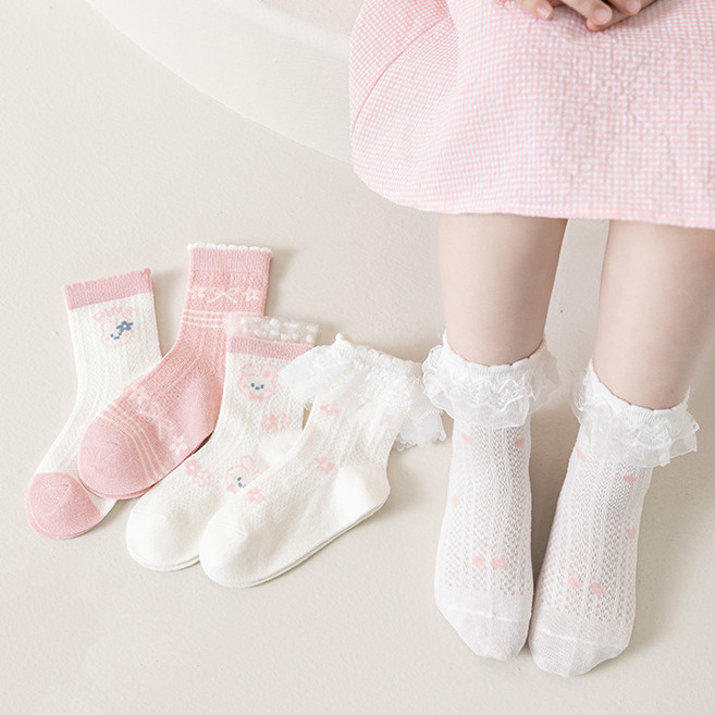 슈가앤 주니어 여아용 NH메쉬2 양말 5켤레 양말세트 유아 아동 초등 양말