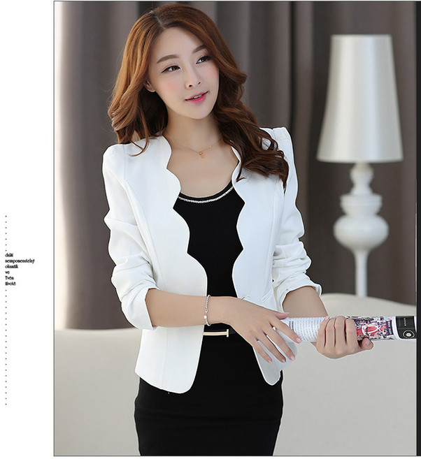 여성 원버튼 캐주얼 정장 숏 재킷