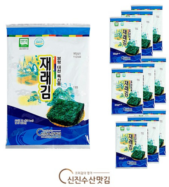 보령/대천신진수산맛김/할머니+엄마+손녀3대정성/재래김 ( 5매 ), 재래김(5매 x 15봉), 15개, 20g