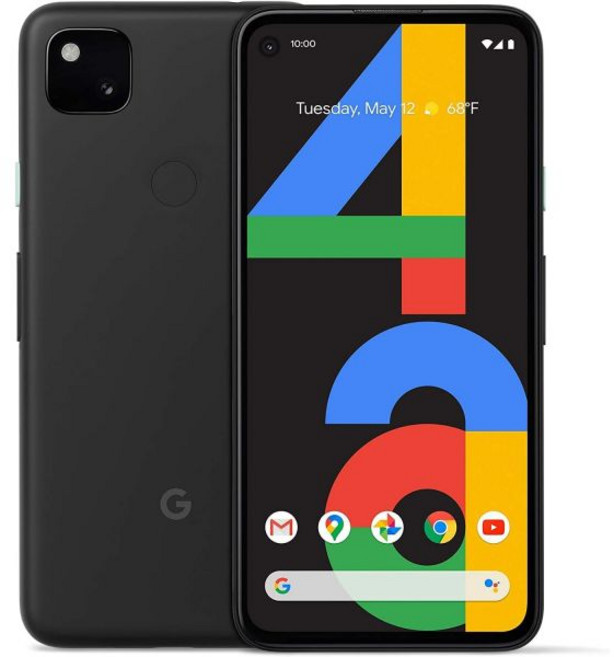 Google Pixel 4a 스마트폰 128GB 저장 공간 및 잠금 해제된 셀룰러 - 저스트 블랙(리뉴얼), Just Black